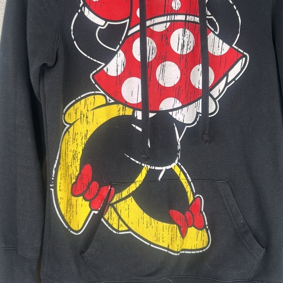 Disney Parks Black Red Minnie Mouse Long Sleeve Hoodie Sweatshirt Size Small - Picture 2 of 6